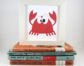Red Crab Print, Childrens Art Print, Kids Print, Nursery Decor, Animal Poster, Ocean Creature