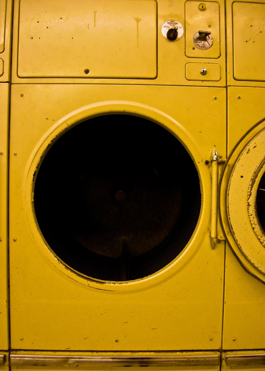 Mustard Yellow Washing Machine- 5 X 7 Photography Print - Washer Laundromat Surreal