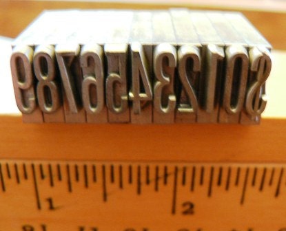 vintage letterpress ... PRINTERS TYPEFACE NUMERIC 0 to 9 plus 1 Grp B 8 is 11 pce