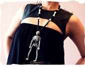 Voodoo Glitter Skeleton Necklace (Silver)