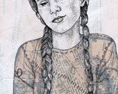 She Started Sewing Young - 8" x 10" Pen and Ink Print