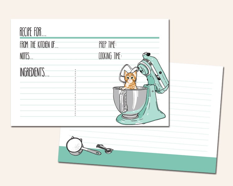 Kitten Aid Recipe Cards - 24 Pack