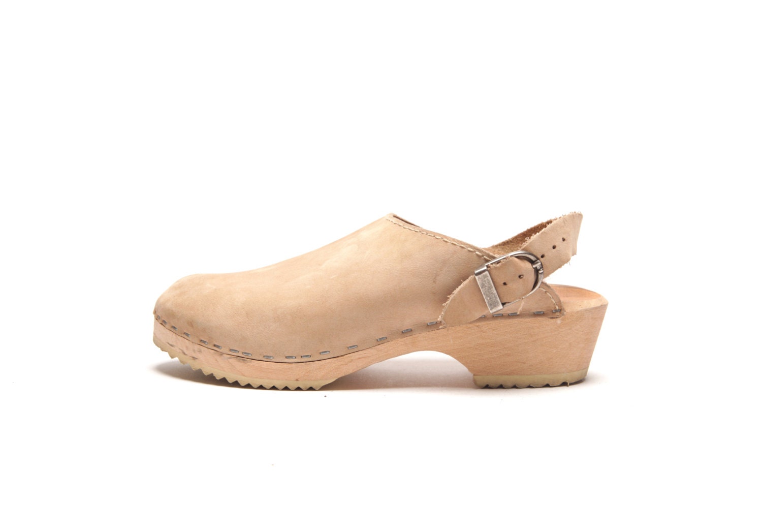 VTG Nude Nubuck Slingback Clogs 9.5