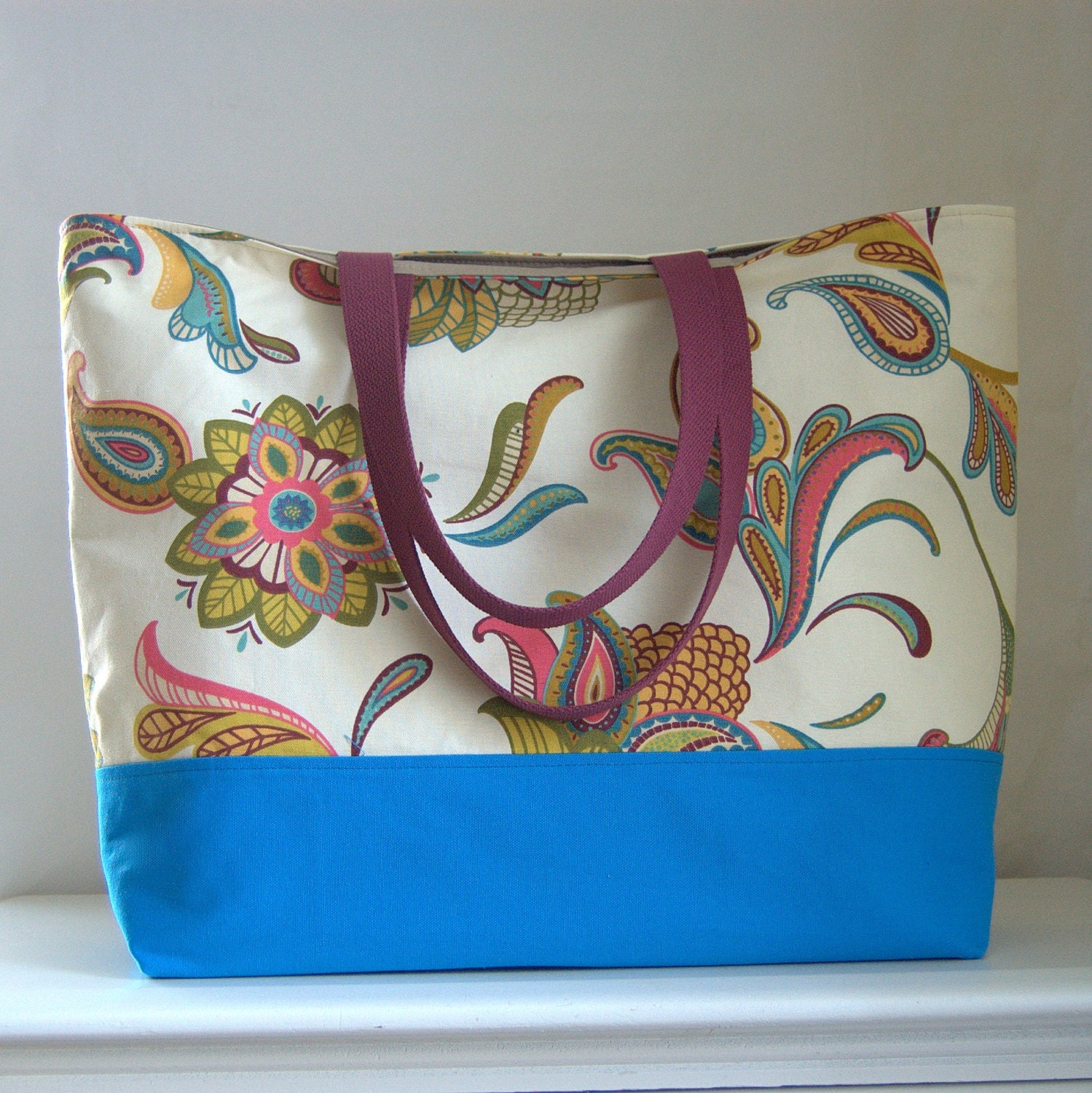 Savannah Paisley XL Extra Large BIG Tote Bag / Beach Bag