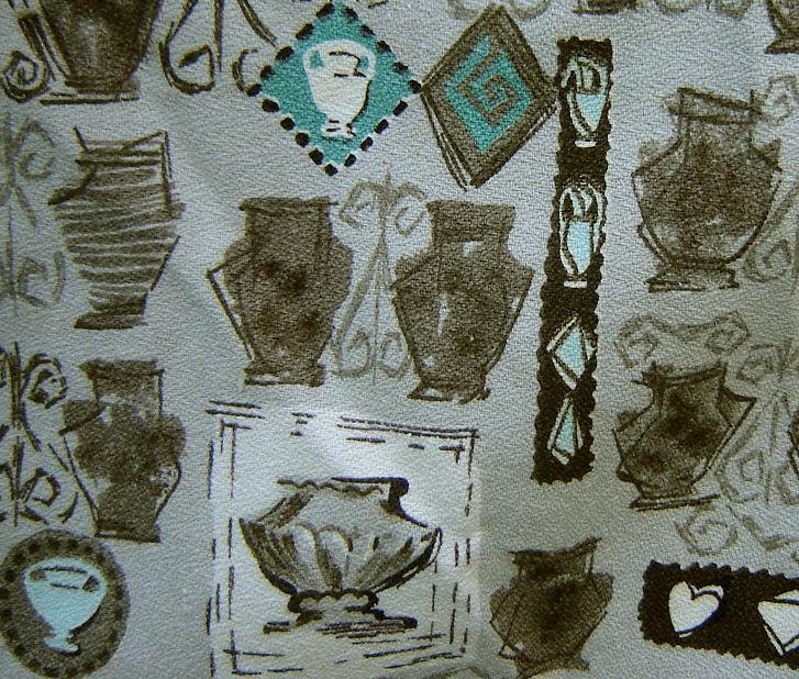 VERY COOL barkcloth vases stars and card suits print - charity for animals