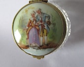 Lovely Antique French Porcelain & Cut Glass Pill or Patch Box
