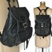 Leather Bookbag Backpack / black pebbled leather bag