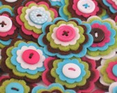 MOLLY - Handmade Felt Flower Embellishments, Flower Applique, Felt Embellishment, Felt Bloom, Craft Supplies,  Set of 3