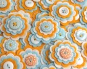 SUMMER HAZE - Handmade Felt Flower Embellishments, Flower Applique, Felt Embellishment, Craft Supplies, Felt Bloom, Set of 3