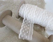 Lace - vintage lace on spool - ivory/cream 12 yards - weddings, baby shower, home decor, embellishment, vintage trim, collage, number 1