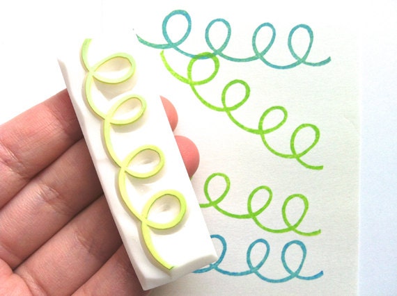 doodle rubber stamp. border rubber stamp. hand carved rubber stamp. handmade rubber stamp.