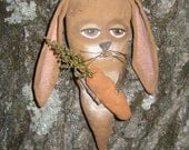 Carrot Bunny, Primitive, Rustic, Spring, Summer, Doll