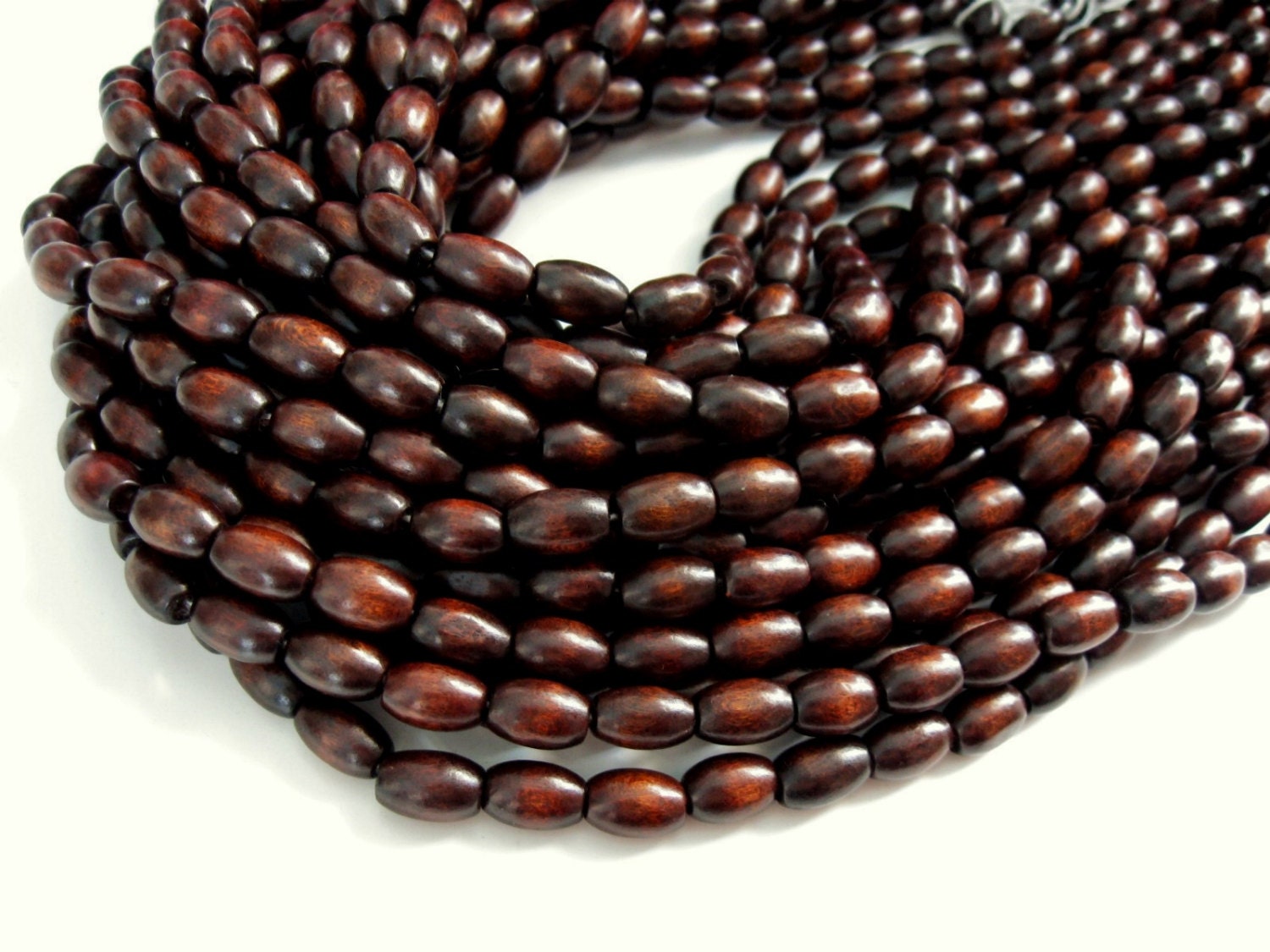 Wood oval beads - Dark Brown Natural Wooden Dye Beads 12x8mm - 50pcs (PB208B)