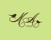 Custom Wedding Stamp - Custom Rubber Stamp - Personalized Stamp - Custom Stamp - Monogram with Birds - C307