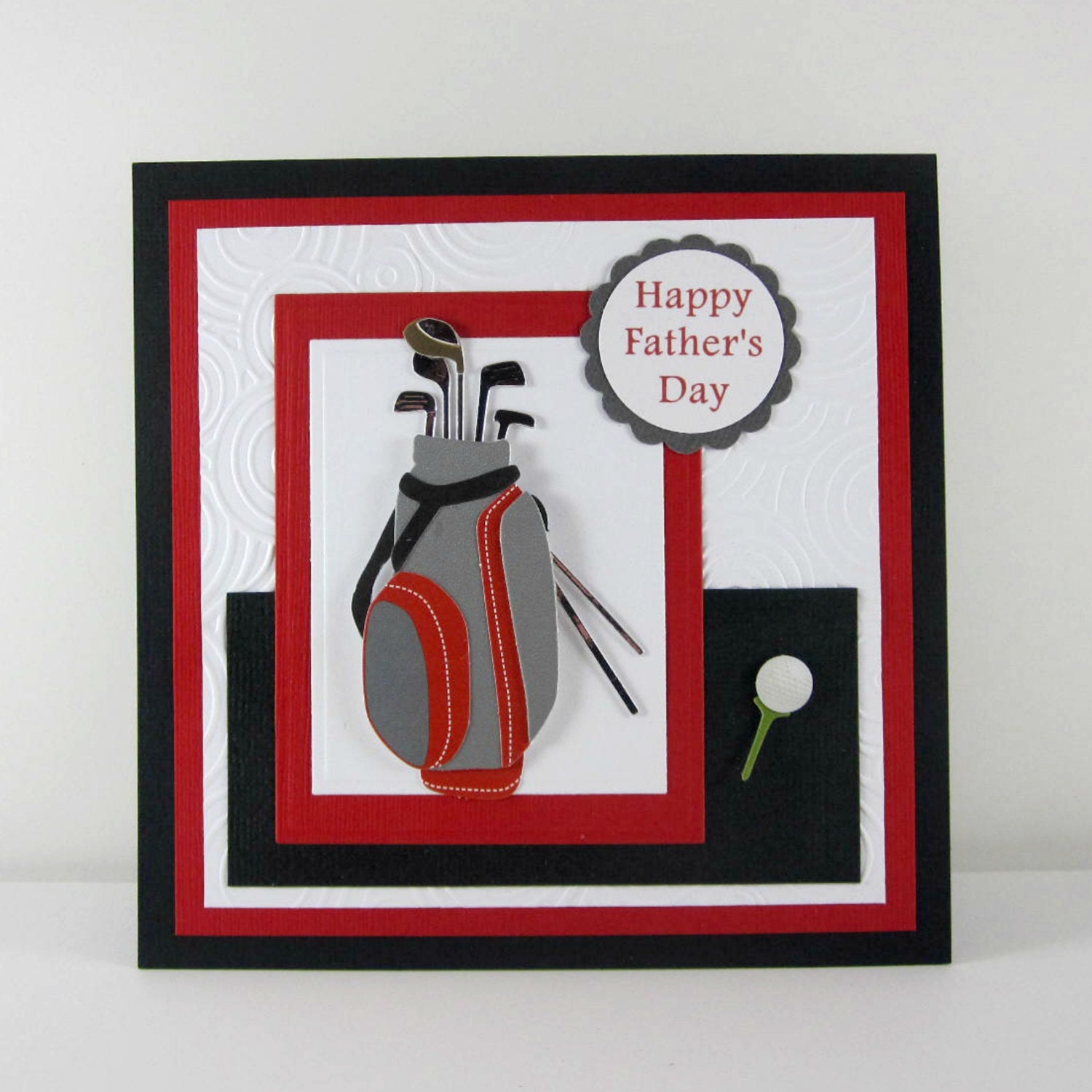 Fathers day card, Card for dad, golf, golfing, golf bag, embossed card, birthday card for male, men, man
