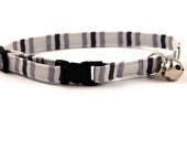 Cat Collar, Grey and White Stripes - lizziebeesthings