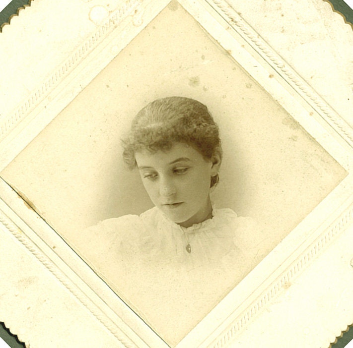 Victorian Beauty Gazing Down Cabinet Photo
