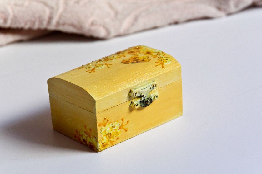 Yellow Ring Bearer Wedding Box - Pillow Alternative Summer Jewelry Box Floral
