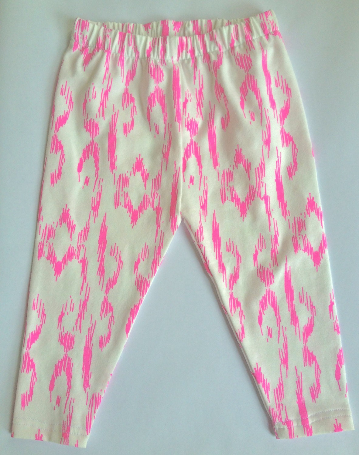 littlefour cotton pink ikat print toddler leggings handmade in san francisco 2T 3T 4T 5T