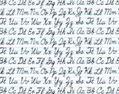 Back to School Cursive Hand Writing by Samarra Khaja C1428 White Novelty Fabric for Timeless Treasures - 1 yard