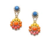 Custom Color Large Ombre Crystal Chandelier Earrings