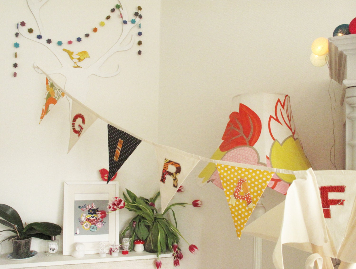 Bunting flags personalised with a name 10 flags