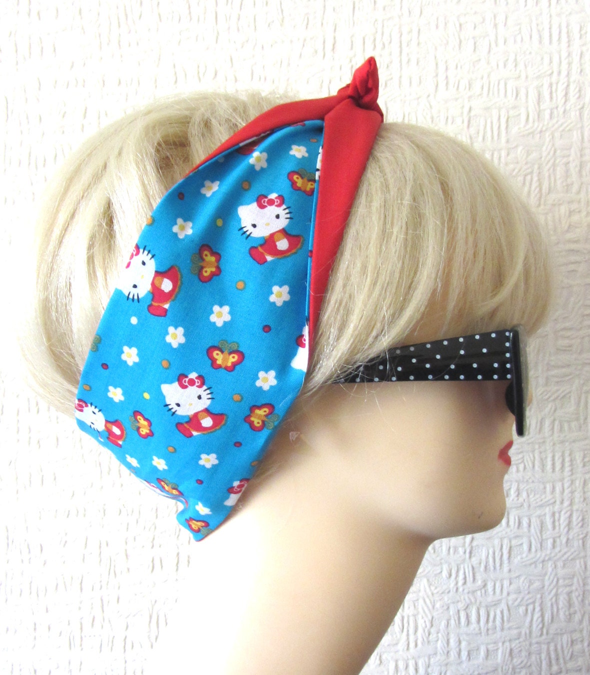Hello Kitty Flowers Hair Tie Head Scarf by Dolly Cool Super Cute Kawaii Sanrio Japan Harajuku