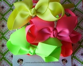 NEW ITEM----Simple Large 4 Inch Hair Bow U-Shape Headband Lot----NEON