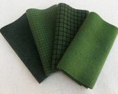 Hand Dyed Wool Felt, CYPRESS, Four 6.5" x 16" pieces in Deep Mossy Green, Perfect for Rug Hooking, Applique and Crafts