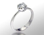 WHITE CUP Unique Engagement Ring, 0.5 carat Diamond Ring, 14k White Gold Ring, Italian fine custom jewelry by Arosha