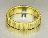 LINES 14k Yellow Gold Wedding Ring, Unique Wedding band, Alternative women's men's wedding band