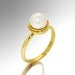 GOLDEN NEST Pearl Engagement Ring ,14K Yellow Gold Pearl Ring, Arosha Italian fine jewelry