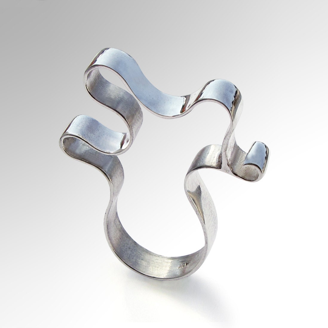 Doodle Unique Sterling Silver Ring, Large Silver Ring, Contemporary Ring, Designer silver ring Italian Contemporary Jewelry