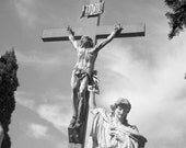 Black and white film photograph. Under The Grey Skies