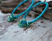 Sea Green Hoop Earrings. Beaded Boho Ovals