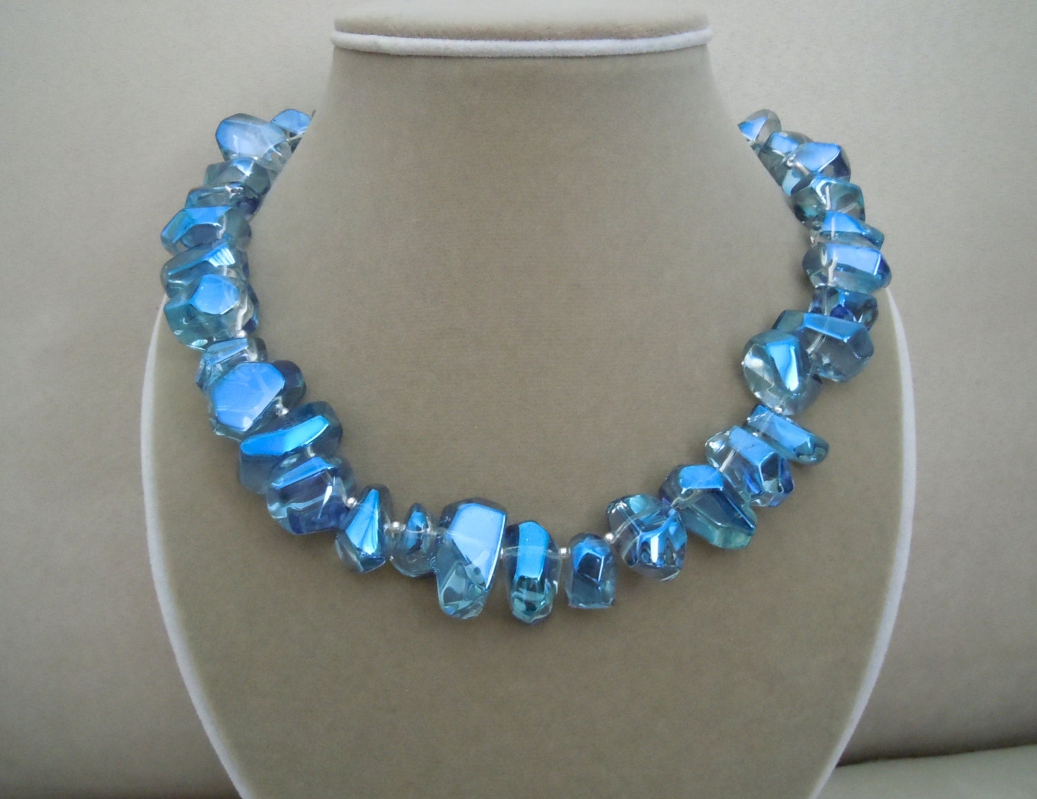 Ice Fortress -- One of a Kind -- Sapphire Blue Mystic Quartz necklace