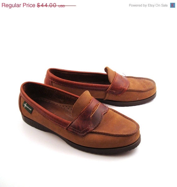 SALE Eastland Penny Loafers Vintage 1980s Brown Shoes Dress Men's size 8 1/2