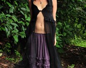 RESERVED - Nuno Felted Pagan Goddess Witches Triple Moon Charcoal Black Lace Silk Bridal Tulle Vest Gown OOAK