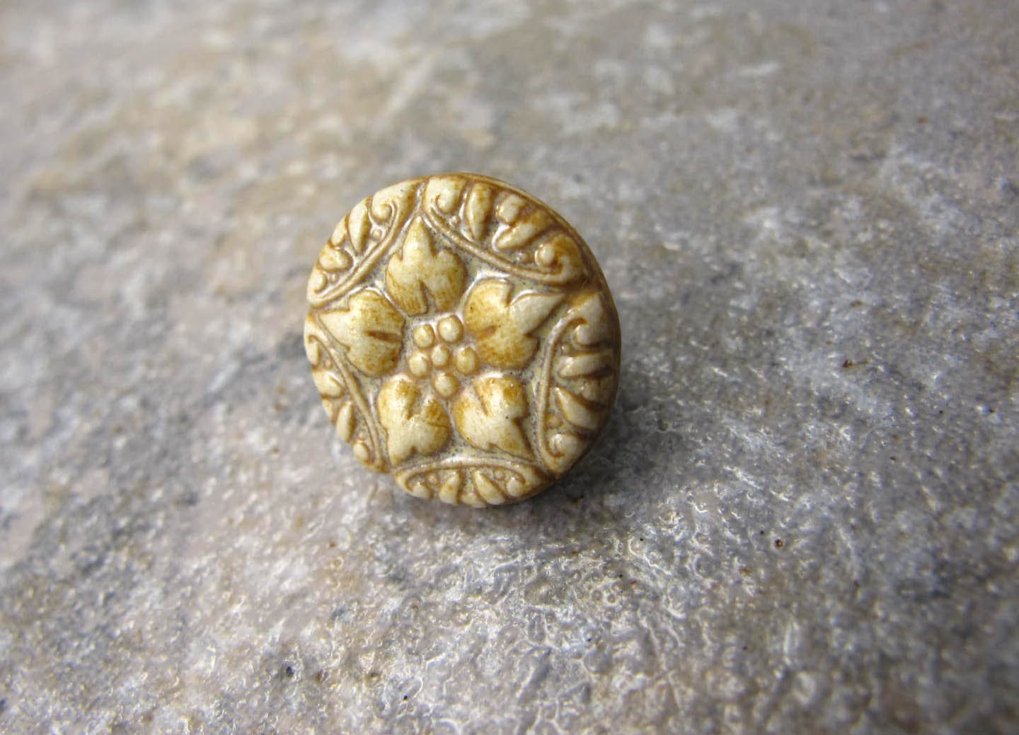 Little Golden Flower Pin - Handmade Porcelain, Ceramic, Clay, Gift