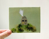 the cottage / original painting on canvas panel