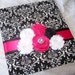 WEDDING GUEST BOOK - Black Damask, Hot Pink, Modern Shabby Chic Style with Photo Spot, Custom colors available