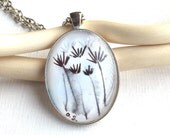 Winter flower - pendant  -  miniature, necklace wearable art
