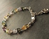 Multi Gemstone, Sterling Silver Bracelet, Trillion Faceted Stones, Mothers Day, Artisan Jewelry, Sundance Style