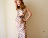 Maxi Dress with Slit, Sleeveless Summer Dress, Vintage Border Print, available in XS and M
