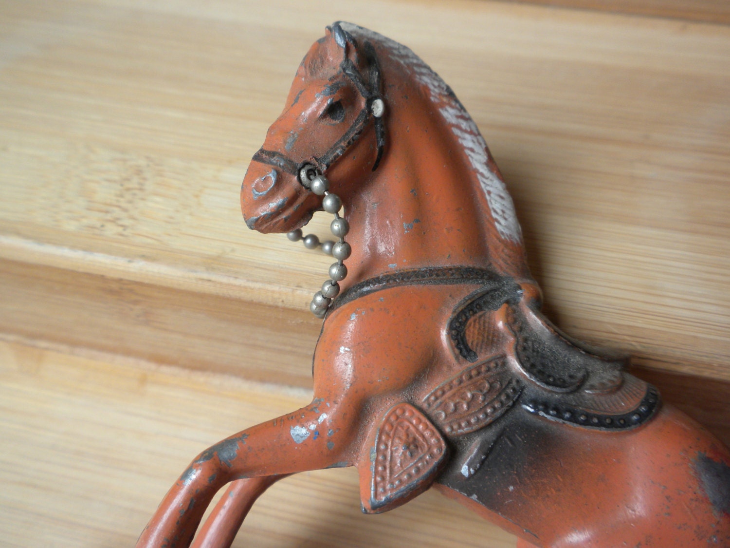 vintage miniature horse, metal, made in Japan, brown horse