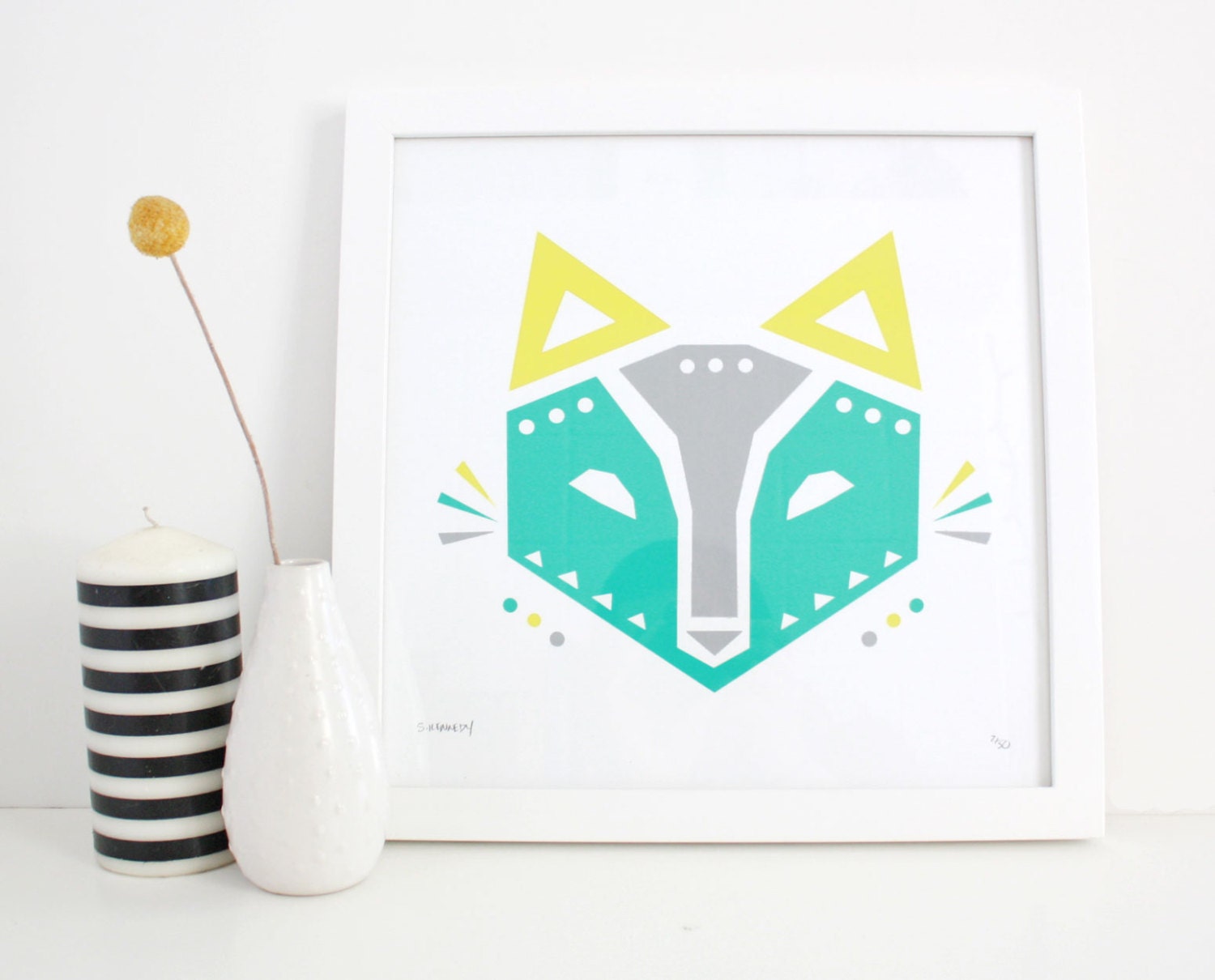 Geometric Fox Print, Screenprint, Woodland, Modern