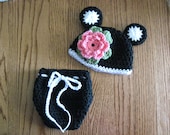 SALE Crochet Girl Bear Hat Set