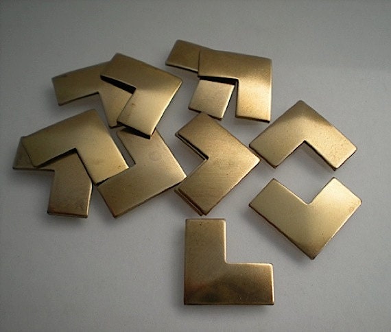 12 small flat brass chevron stamping blanks