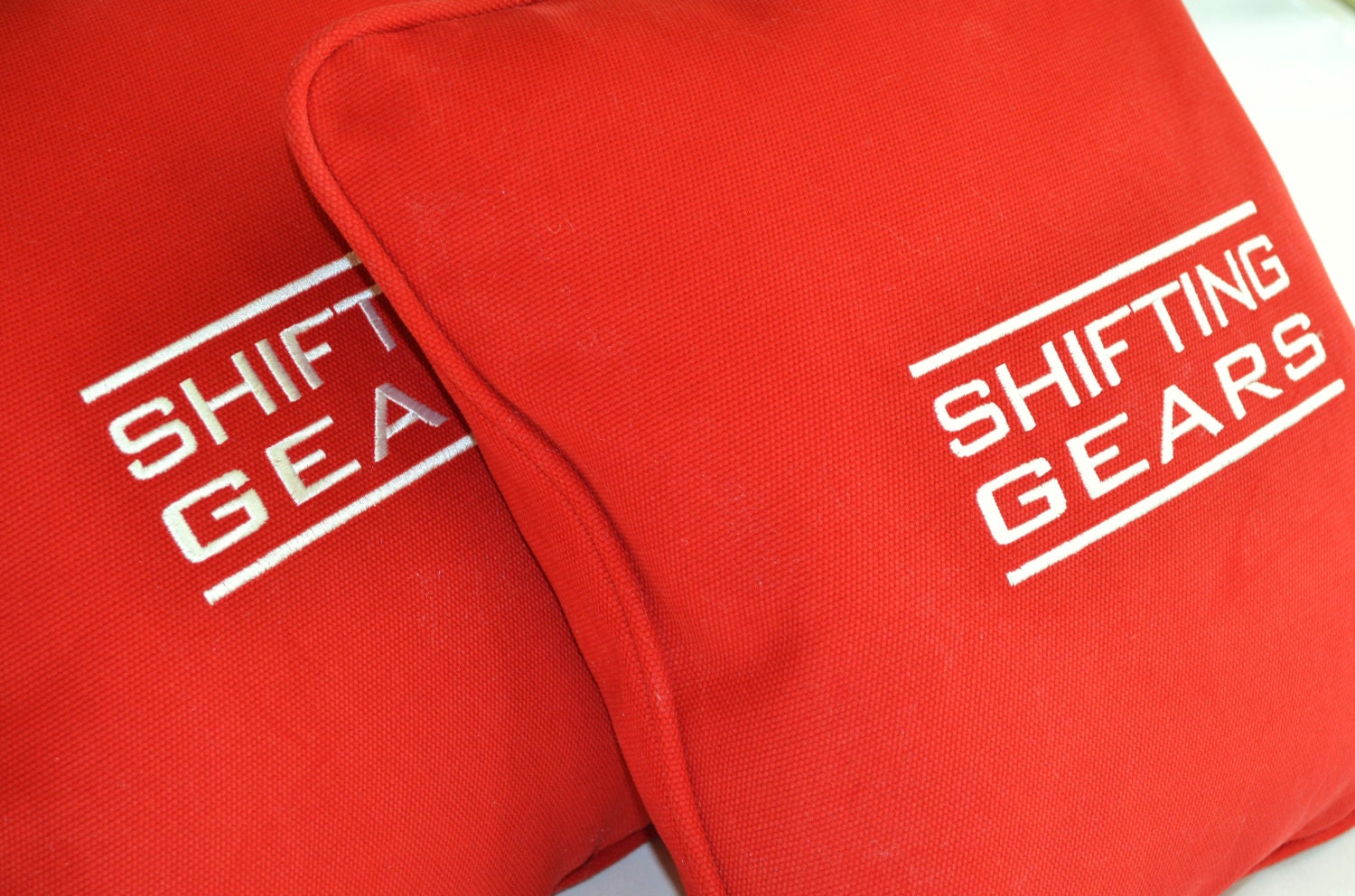 BOAT PILLOWS - Sunbrella Outdoors Fabric Red - Custom Made with Boat Name or Corporate Logo