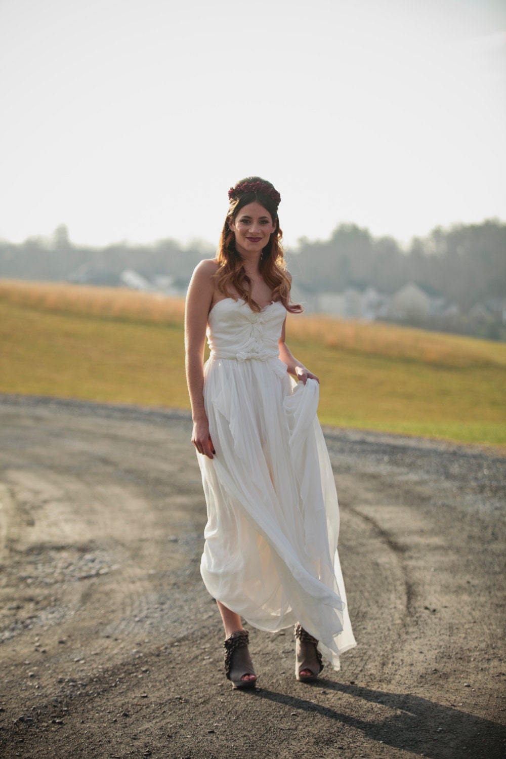 Ethereal silk wedding dress